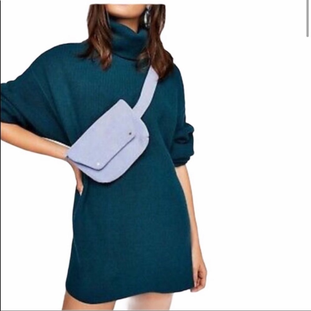 Free people sweater tunic deep jade softly structured turtleneck